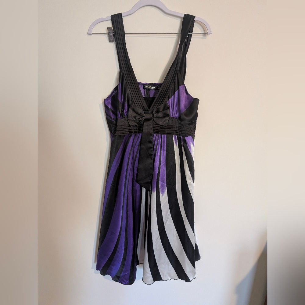 Ever Pretty Black and Purple Swirl Mini Dress